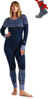 100% Merino Wool Base Layer Women Set - Thermal Underwear Women Top, Bottom