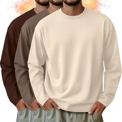 3 Pack Mens Long Sleeve Thermal Shirts Crew Neck Tops