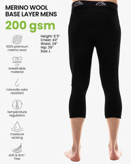 100% Merino Wool Base Layer Mens Long Johns - Thermal Underwear Bottoms