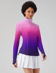 LOMON Women Long Sleeve Shirts Sun Protection 1/4 Zip Summer Quick Dry Hiking Shirts Quarter Zip Pullover for Women