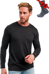 100% Merino Wool Base Layer Mens - Long Sleeve Thermal Shirts with Socks
