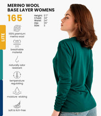 100% Merino Wool Base Layer Women - Long Sleeve Thermal Shirt with Socks