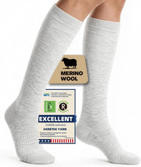 Merino Wool Compression Socks for Women Men 15-20 mmHg for flying
