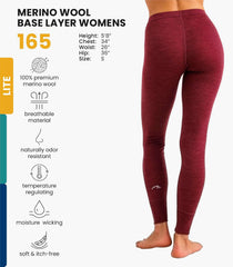 100% Merino Wool Base Layer Women Pants - Thermal Leggings Underwear