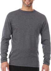100% Merino Wool - Men's Long Sleeve Crew Shirt - Thermal Base Layer