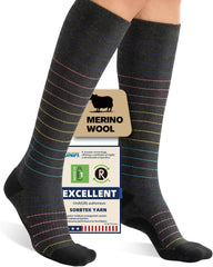 Merino Wool Compression Socks for Women Men 15-20 mmHg for flying