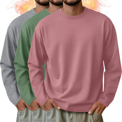 3 Pack Mens Long Sleeve Thermal Shirts Crew Neck Tops