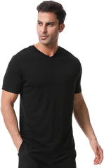 Merino Protect 100% Merino Wool V-Neck T Shirts for Men Odor Resistance Base Layer Hiking Travel T-Shirt Soft Undershirt