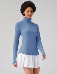 LOMON Women Long Sleeve Shirts Sun Protection 1/4 Zip Summer Quick Dry Hiking Shirts Quarter Zip Pullover for Women