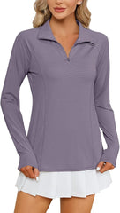 LOMON Women Long Sleeve Shirts Sun Protection 1/4 Zip Summer Quick Dry Hiking Shirts Quarter Zip Pullover for Women