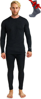 100% Merino Wool Base Layer Men Set - Thermal Underwear for Men Long Johns