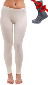 100% Merino Wool Base Layer Women Pants - Thermal Leggings Underwear