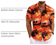 COOFANDY Men's Linen Shirts Short Sleeve Casual Shirts Button Down Shirt for Men Beach Summer Wedding Shirt