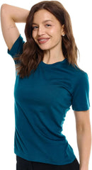 100% Merino Wool Shirt Women - Short Sleeve Tee Base Layer Top Undershirt