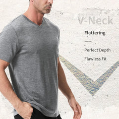 Merino Protect 100% Merino Wool V-Neck T Shirts for Men Odor Resistance Base Layer Hiking Travel T-Shirt Soft Undershirt