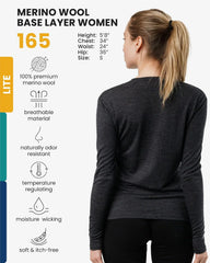 100% Merino Wool Base Layer Women - Long Sleeve Thermal Shirt with Socks