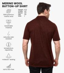 100% Merino Wool Button Up Shirt Men - Long & Short Sleeve Breathable