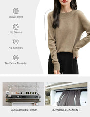 Chanyarn Women's 100% Merino Wool 2025 Fall Winter First-Line Ready to Wear Long Sleeve Seamless Knit Crewneck Sweater