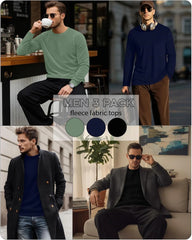 3 Pack Mens Long Sleeve Thermal Shirts Crew Neck Tops