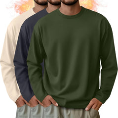3 Pack Mens Long Sleeve Thermal Shirts Crew Neck Tops