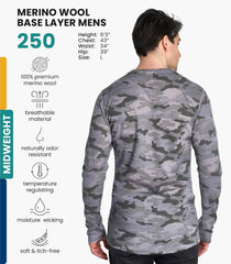 100% Merino Wool Base Layer Mens - Long Sleeve Thermal Shirts with Socks