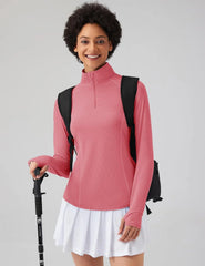 LOMON Women Long Sleeve Shirts Sun Protection 1/4 Zip Summer Quick Dry Hiking Shirts Quarter Zip Pullover for Women
