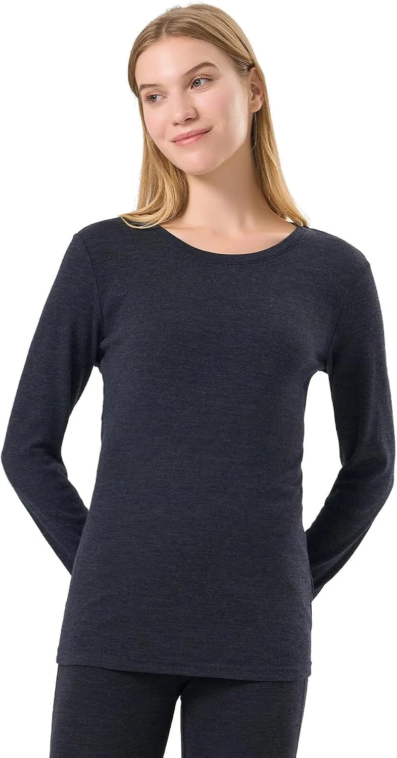 100% Merino Wool Base Layer Women Soft Thermal Long Sleeve Everyday Shirt