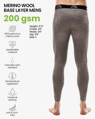 100% Merino Wool Base Layer Mens Long Johns - Thermal Underwear Bottoms