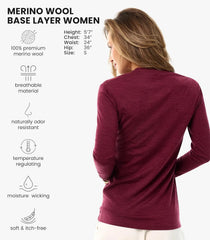 100% Merino Wool Base Layer Women - Thermal Merino Wool Shirt Women
