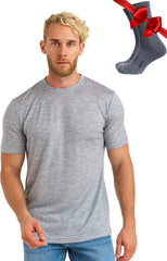 100% Merino Wool T-Shirt Men - Base Layer Top Undershirt with Hiking Socks