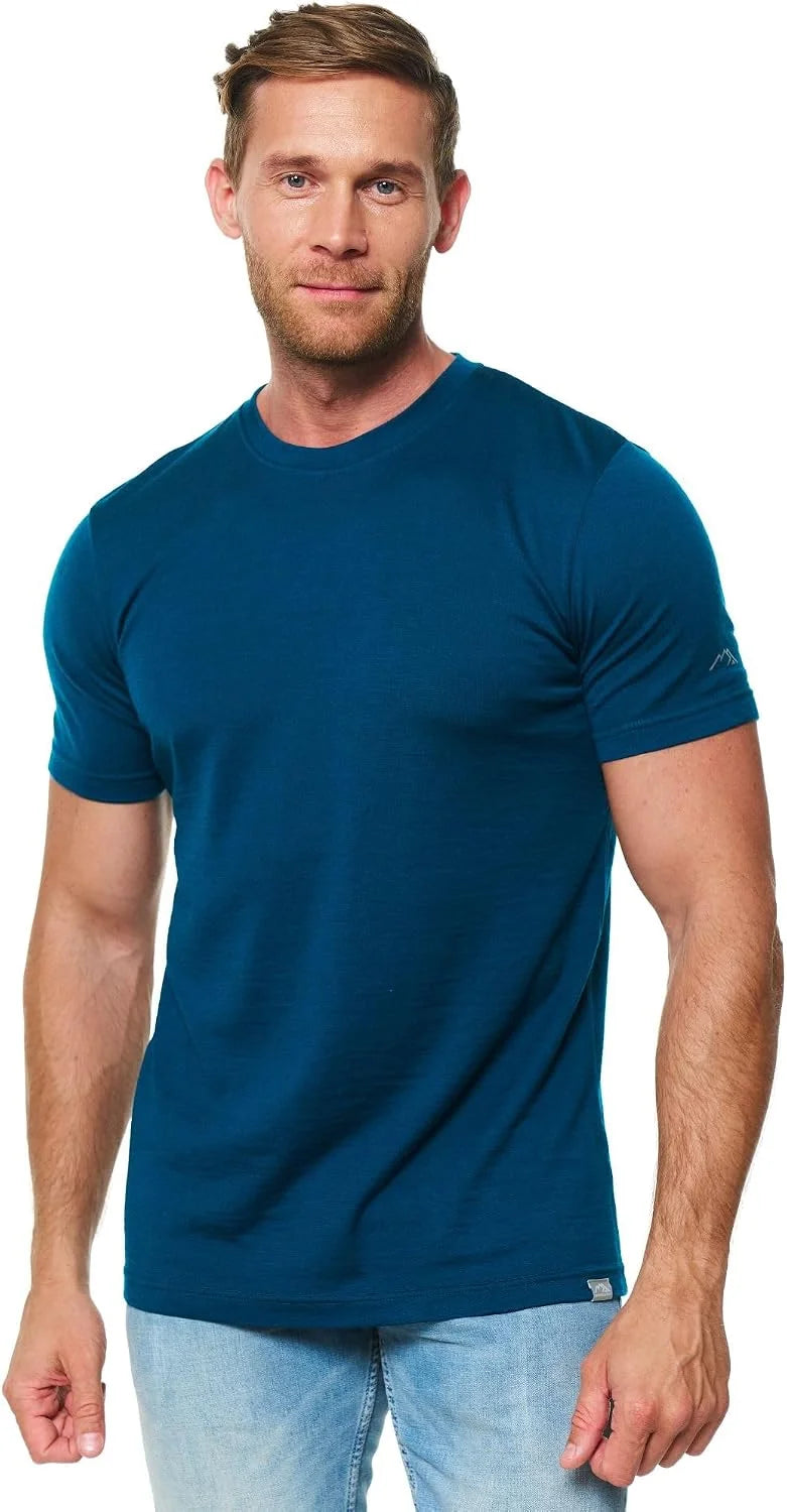100% Merino Wool T-Shirt Men - Short Sleeve Undershirt Base Layer Top