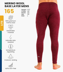 100% Merino Wool Base Layer Mens Pants - Thermal Underwear Long Johns