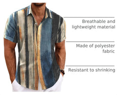 COOFANDY Men's Linen Shirts Short Sleeve Casual Shirts Button Down Shirt for Men Beach Summer Wedding Shirt
