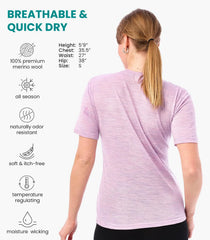 100% Merino Wool Shirt Women - Short Sleeve Tee Base Layer Top Undershirt | Lightweight, Breathable Merino Wool T-Shirt, Naturally Odor-Resistant, Soft, Moisture-Wicking, Hiking, Outdoor