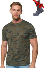100% Merino Wool T-Shirt Men - Base Layer Top Undershirt with Hiking Socks