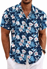 COOFANDY Men's Linen Shirts Short Sleeve Casual Shirts Button Down Shirt for Men Beach Summer Wedding Shirt