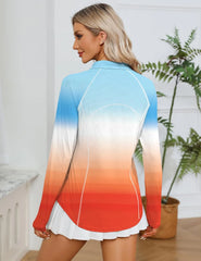 LOMON Women Long Sleeve Shirts Sun Protection 1/4 Zip Summer Quick Dry Hiking Shirts Quarter Zip Pullover for Women