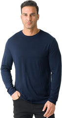 100% Merino Wool Base Layer for Men Long Sleeve Crew Neck Thermal Shirt
