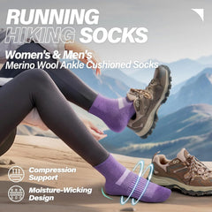Anlisim Merino Wool Ankle Running Hiking Socks for Women and Men