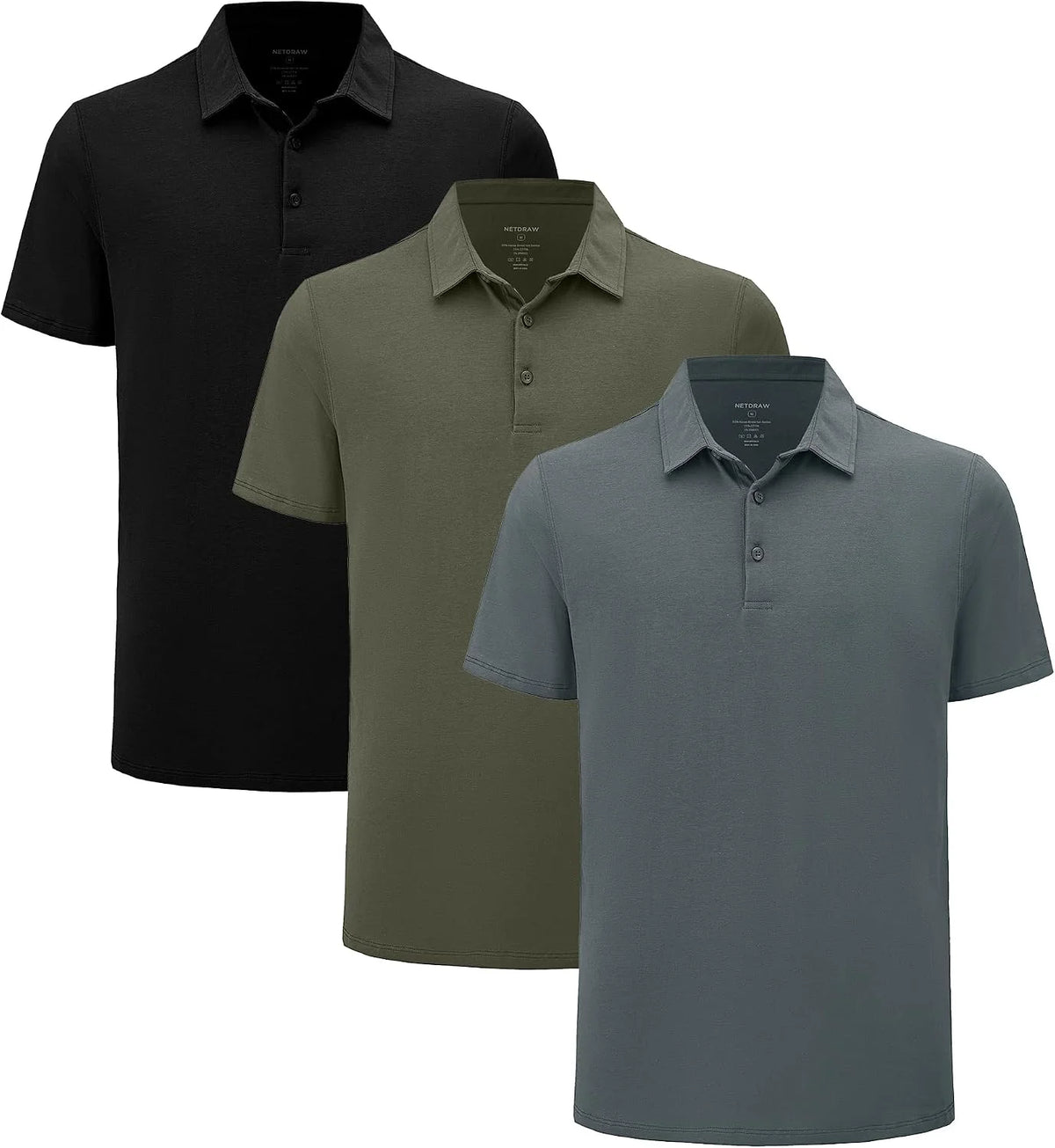 netdraw Men's Ultra Soft Bamboo Viscose Polo Curved Hem S-3XL