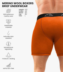 100% Merino Wool Underwear Mens - 1-2 Pack Boxer Briefs for Men 17.5um