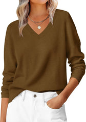 ANRABESS Women’s Fall Long Sleeve V Neck Light Sweaters