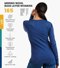 100% Merino Wool Base Layer Women - Long Sleeve Thermal Shirt with Socks