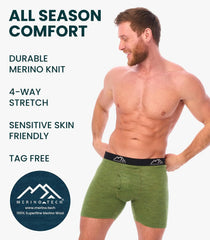 100% Merino Wool Underwear Mens - 1-2 Pack Boxer Briefs for Men 17.5um