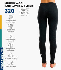 100% Merino Wool Base Layer Women Pants - Thermal Leggings Underwear