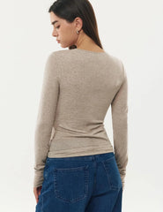 Women's Merino Wool Blend Shirts Long Sleeve Tops Crew Neck Fitted Basic Tee Cozy Embrace Collection