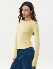 Women's Merino Wool Blend Shirts Long Sleeve Tops Crew Neck Fitted Basic Tee Cozy Embrace Collection