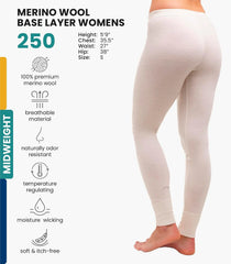 100% Merino Wool Base Layer Women Pants - Thermal Leggings Underwear | Lightweight, Midweight, Heavyweight Base Layer, Breathable Pants, Odor-Resistant, Ideal for Hiking, Skiing, Cold Weather