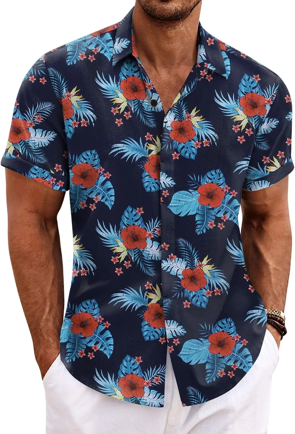 COOFANDY Men's Linen Shirts Short Sleeve Casual Shirts Button Down Shirt for Men Beach Summer Wedding Shirt