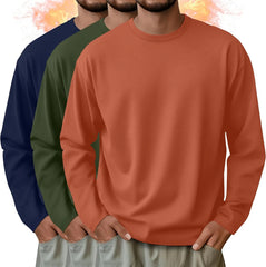 3 Pack Mens Long Sleeve Thermal Shirts Crew Neck Tops